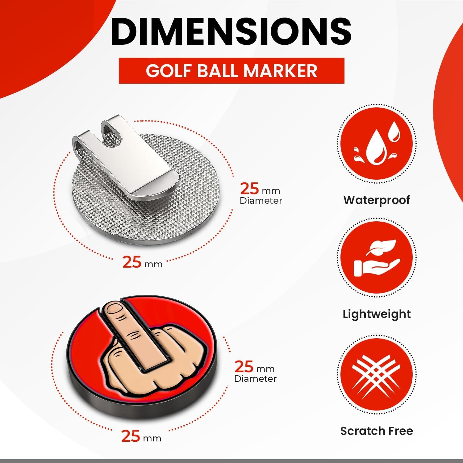Ultimate Middle Finger Golf Ball Marker | Magnetic Hat Clip | Alignment Ball Mark | Funny Golf Accessory Cap Premium Gift for Golf Enthusiasts