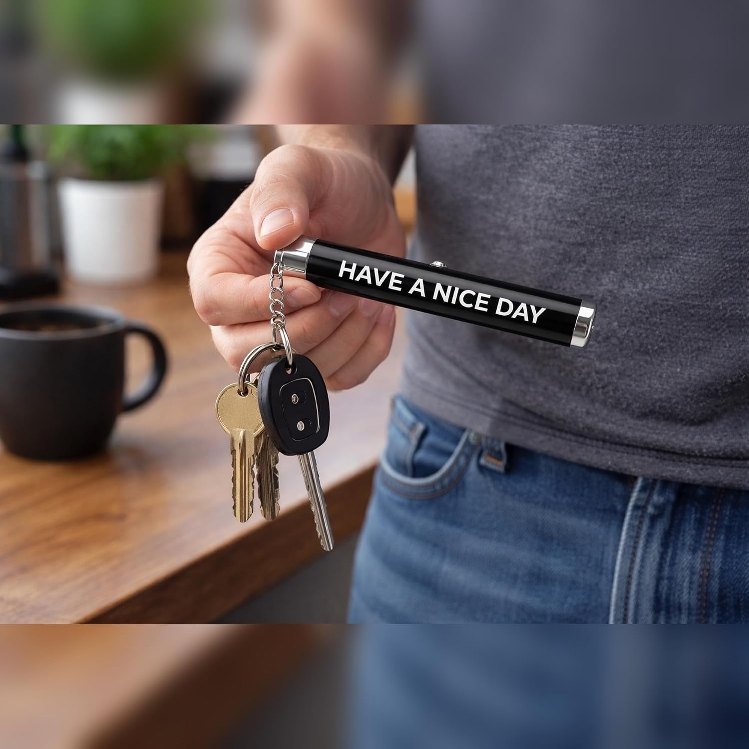 Funny Middle Finger Keychain LED Light - Projects Middle Finger Image - Novelty Gag Gift for Adults, Funny Prank Gift, White Elephant & Coworker Gift