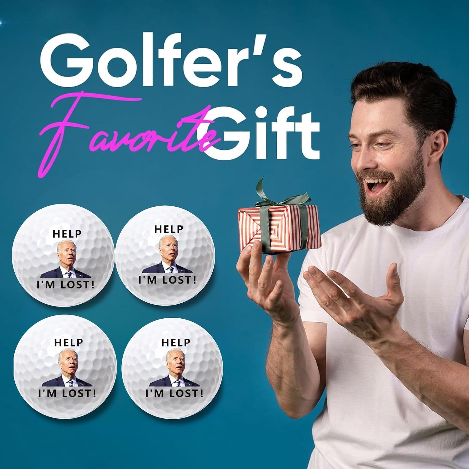 4 Pcs Funny Golf Balls for Birthday, Father’S Day Christmas Novelty Golfer Gift for Dad Coworkers Golfers Golf Lovers
