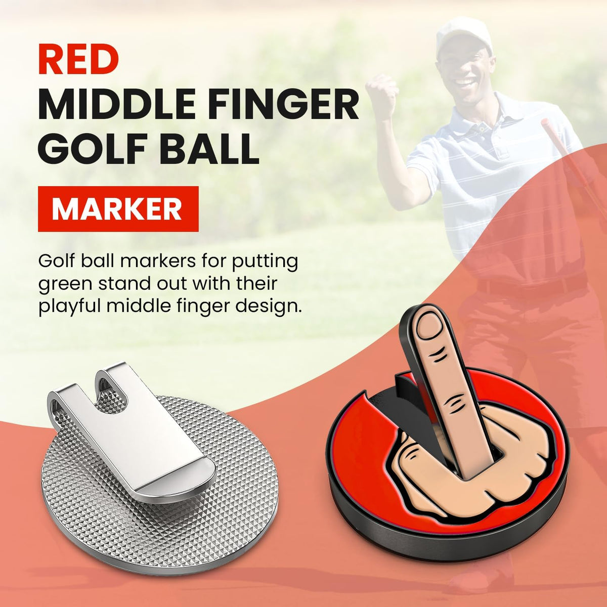 Ultimate Middle Finger Golf Ball Marker | Magnetic Hat Clip | Alignment Ball Mark | Funny Golf Accessory Cap Premium Gift for Golf Enthusiasts