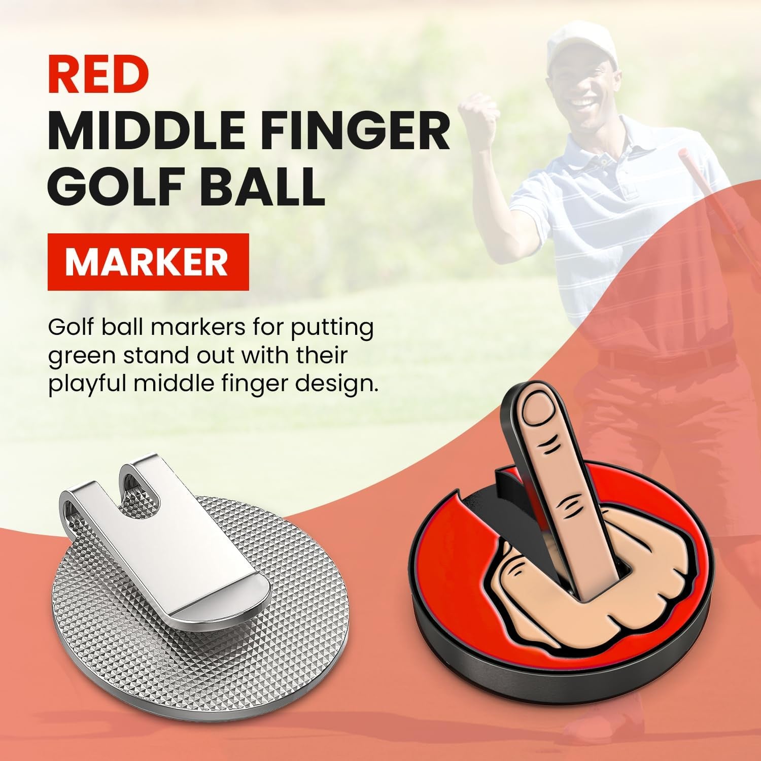 Ultimate Middle Finger Golf Ball Marker | Magnetic Hat Clip | Alignment Ball Mark | Funny Golf Accessory Cap Premium Gift for Golf Enthusiasts