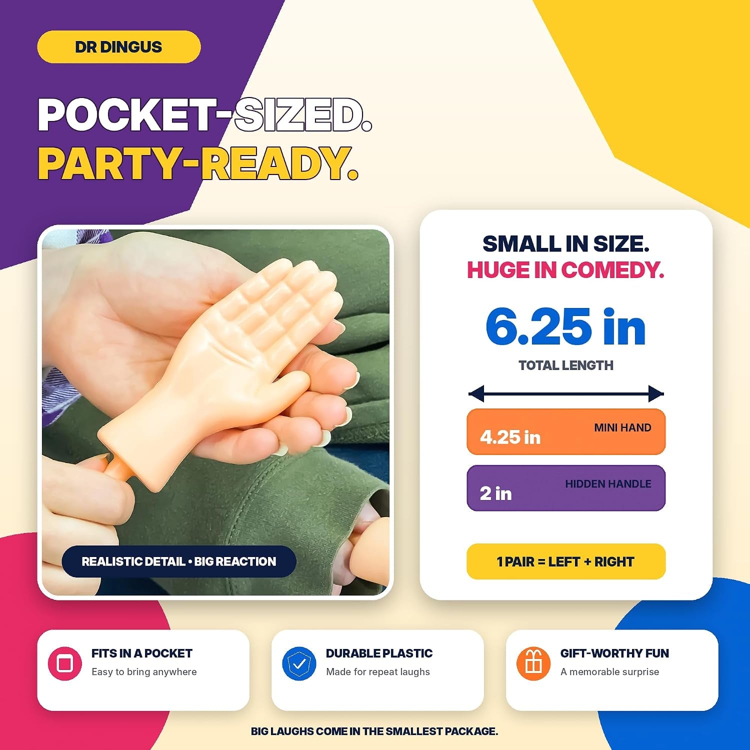 Tiny Hands (1 Pair - Original) - Little Small Mini Hand Stick Puppet