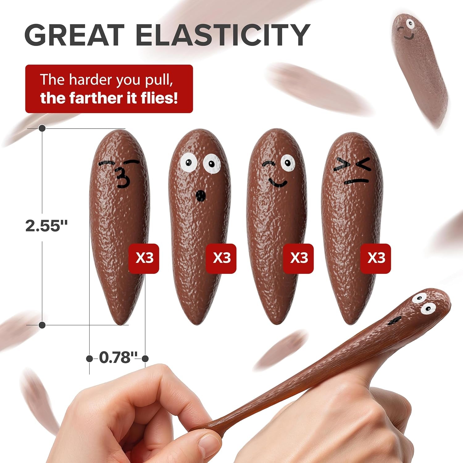 Rubber Poop Slingshot - 12 PCS Pack Flying Finger Slingshot