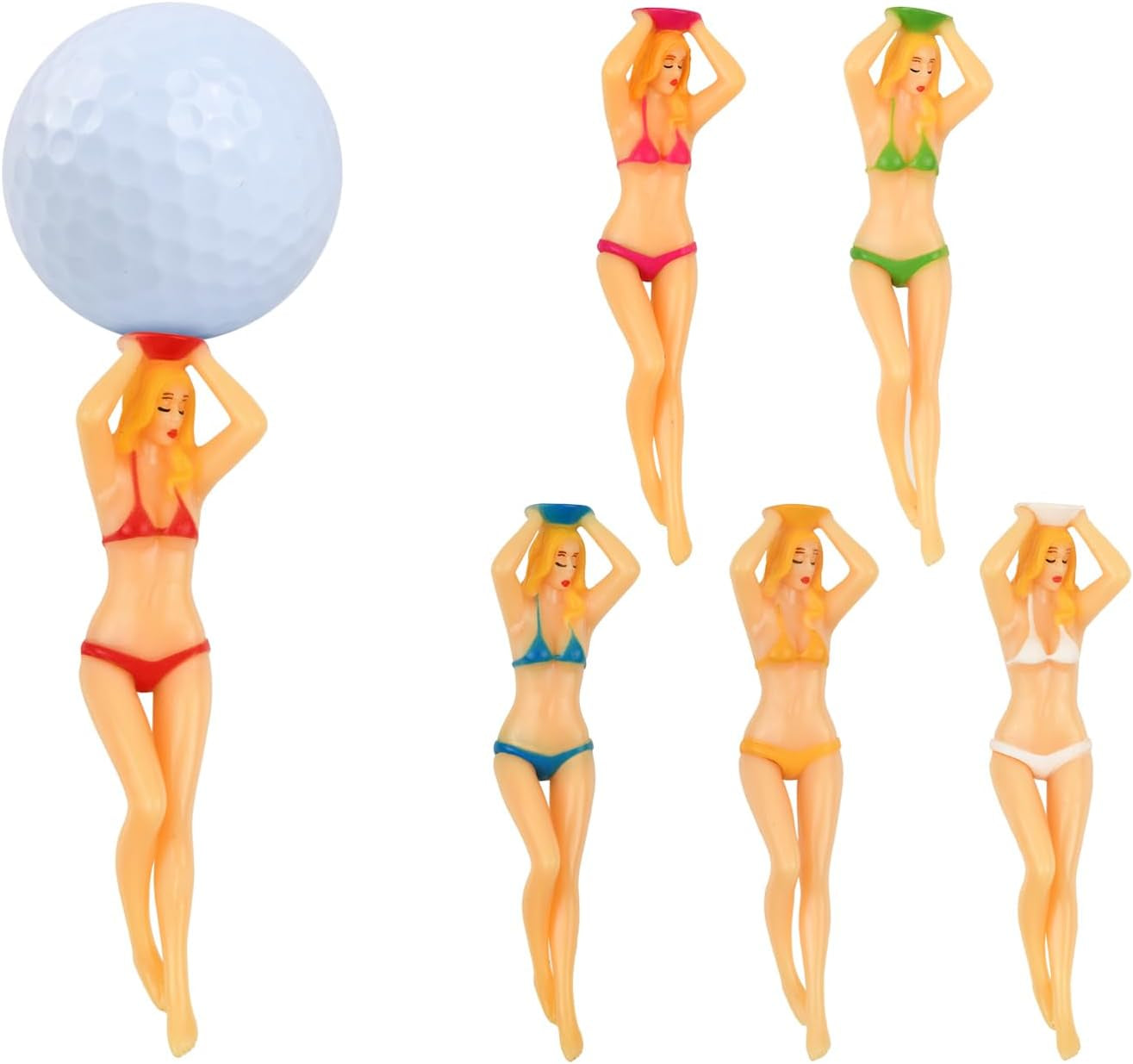 Funny Golf Tees Cool Golf Accessories for Men, 6 Pcs, 3-Inch, with Compact Carring Case, Golfing Gag Gifts