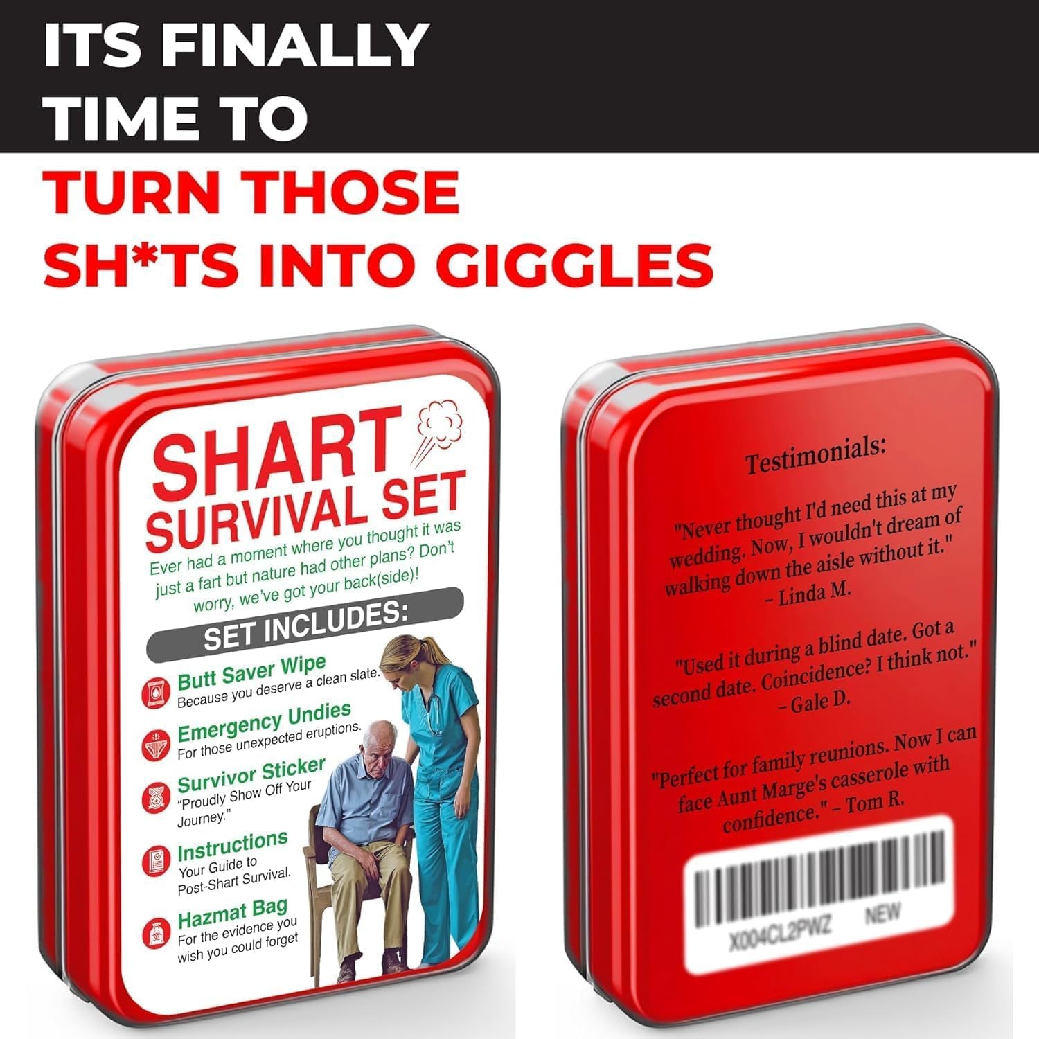 Funny Survival Set Gag Gift with Underwear, Hazmat Bag and Wet Wipe for Men