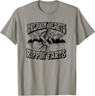 Breaking Hearts, Rippin' Farts Funny Sasquatch Bigfoot 80S T-Shirt