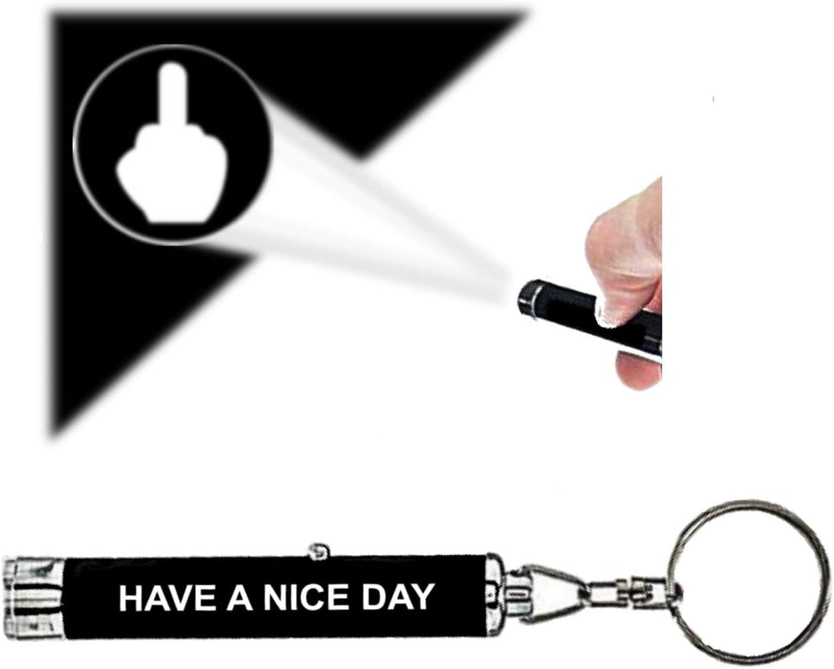 Funny Middle Finger Keychain LED Light - Projects Middle Finger Image - Novelty Gag Gift for Adults, Funny Prank Gift, White Elephant & Coworker Gift
