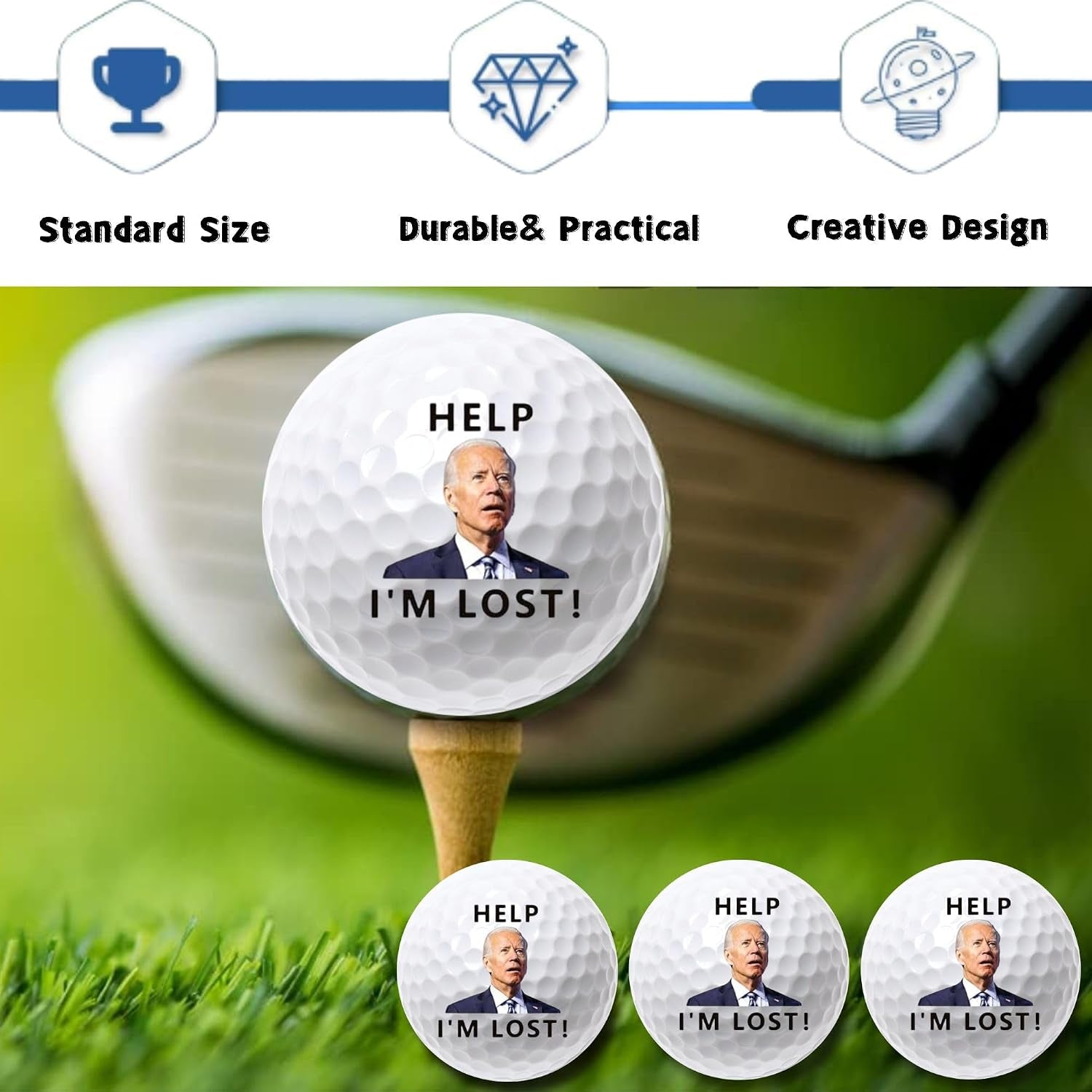 4 Pcs Funny Golf Balls for Birthday, Father’S Day Christmas Novelty Golfer Gift for Dad Coworkers Golfers Golf Lovers